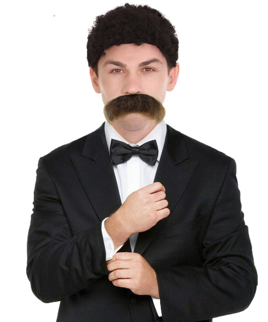 HPO Adult Men’s Walrus Tash Mustache |  Fake Costume Facial Hair | Bushy Vintage Style Mustache for Halloween and Fancy Dress