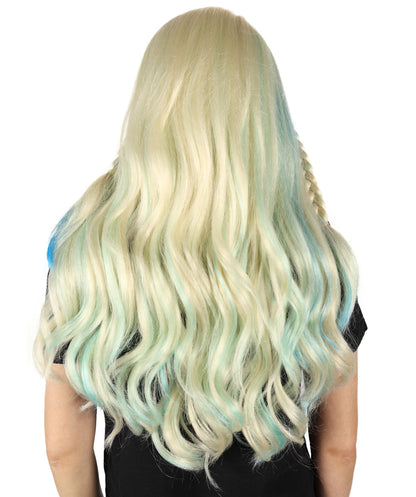HPO Adult Long-Wavy Multiple Drag Queen Wig with Braided Style | Halloween and Cosplay Wig | Flame-retardant Synthetic Fiber
