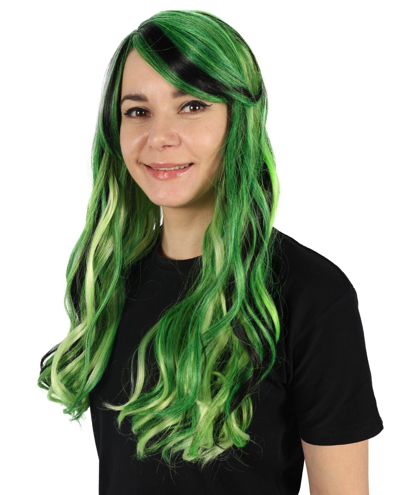 HPO Adult Women Long Rainbow Wavy Drag Queen Wig | Ideal Cosplay Wigs for Halloween Tv Movie Character | Premium Breathable Capless Cap | Flame Retardant Synthetic Fiber