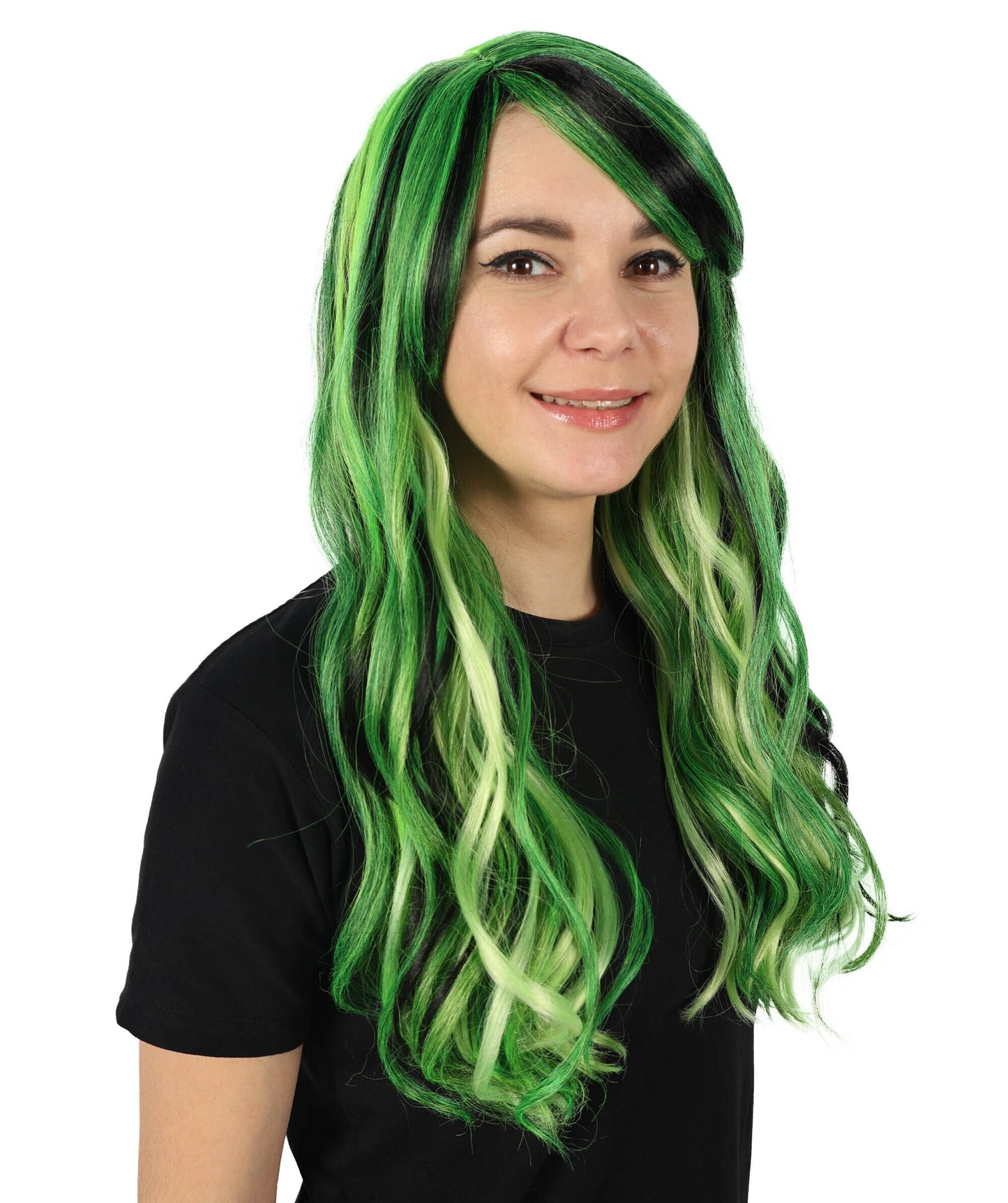 HPO Adult Women Long Rainbow Wavy Drag Queen Wig | Ideal Cosplay Wigs for Halloween Tv Movie Character | Premium Breathable Capless Cap | Flame Retardant Synthetic Fiber