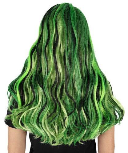 HPO Adult Women Long Rainbow Wavy Drag Queen Wig | Ideal Cosplay Wigs for Halloween Tv Movie Character | Premium Breathable Capless Cap | Flame Retardant Synthetic Fiber