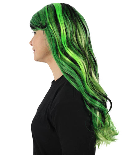 HPO Adult Women Long Rainbow Wavy Drag Queen Wig | Ideal Cosplay Wigs for Halloween Tv Movie Character | Premium Breathable Capless Cap | Flame Retardant Synthetic Fiber