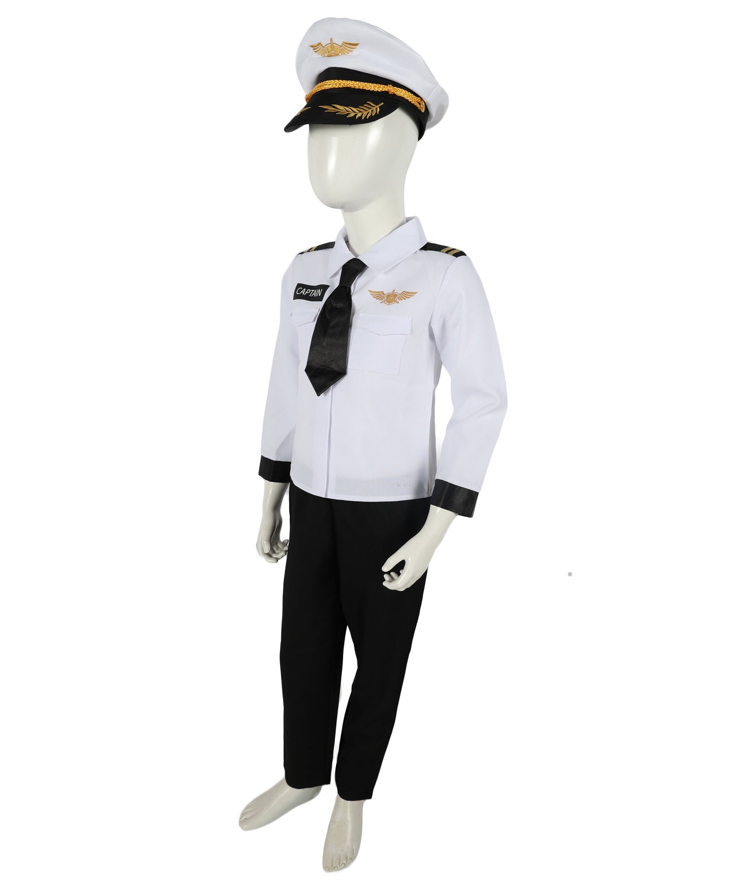 HPO Teen Airline Captain Uniform Pilot Costume | Suitable for Halloween | Flame-retardant Synthetic Fabric
