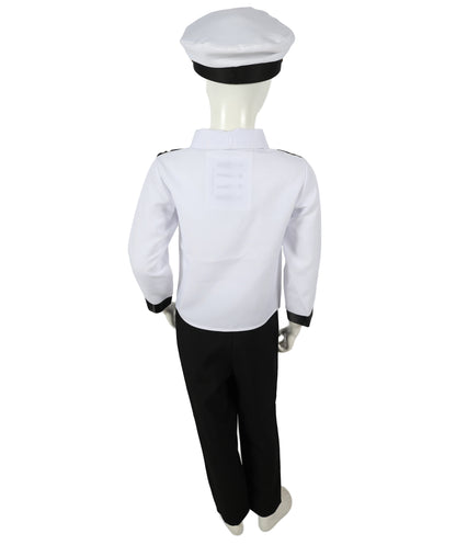 HPO Teen Airline Captain Uniform Pilot Costume | Suitable for Halloween | Flame-retardant Synthetic Fabric