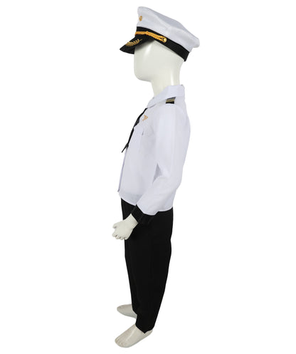 HPO Teen Airline Captain Uniform Pilot Costume | Suitable for Halloween | Flame-retardant Synthetic Fabric