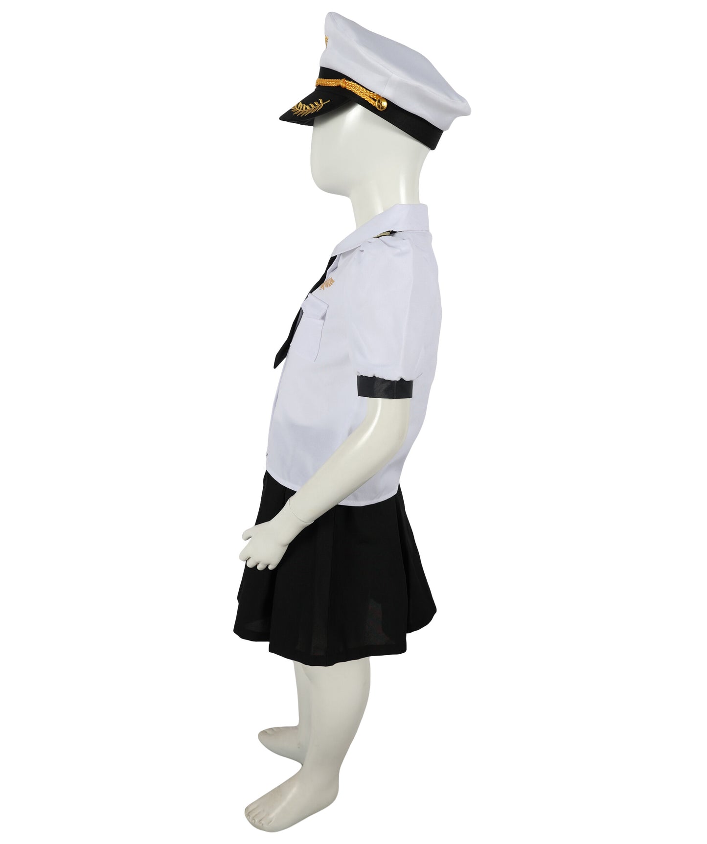 HPO Teens Airline Captain Uniform Pilot Black & White Costume | Suitable for Halloween | Flame-retardant Synthetic Fabric
