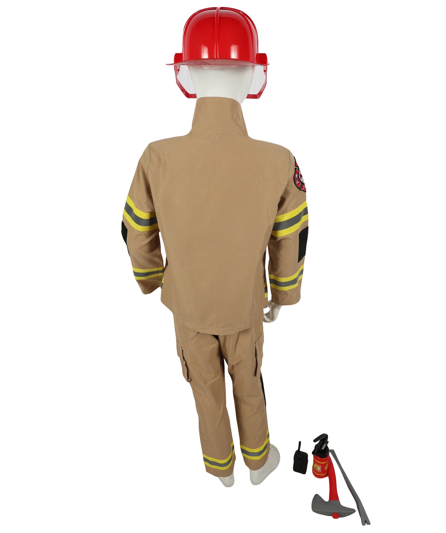 HPO Teen's Fireman Role Play Outfit Firefighter Khaki  Costume Set | Suitable for Halloween | Flame-retardant Synthetic Fabric