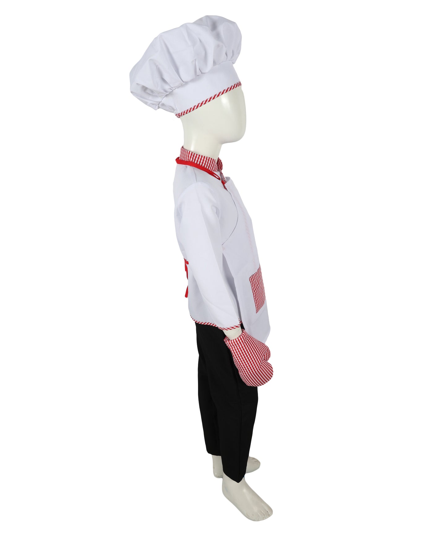HPO Teen's Pretend Play Cooking Chef Pink & White Costume Set with Apron, Hat, Mittens & Accessories | Suitable for Halloween | Flame-retardant Synthetic Fabric