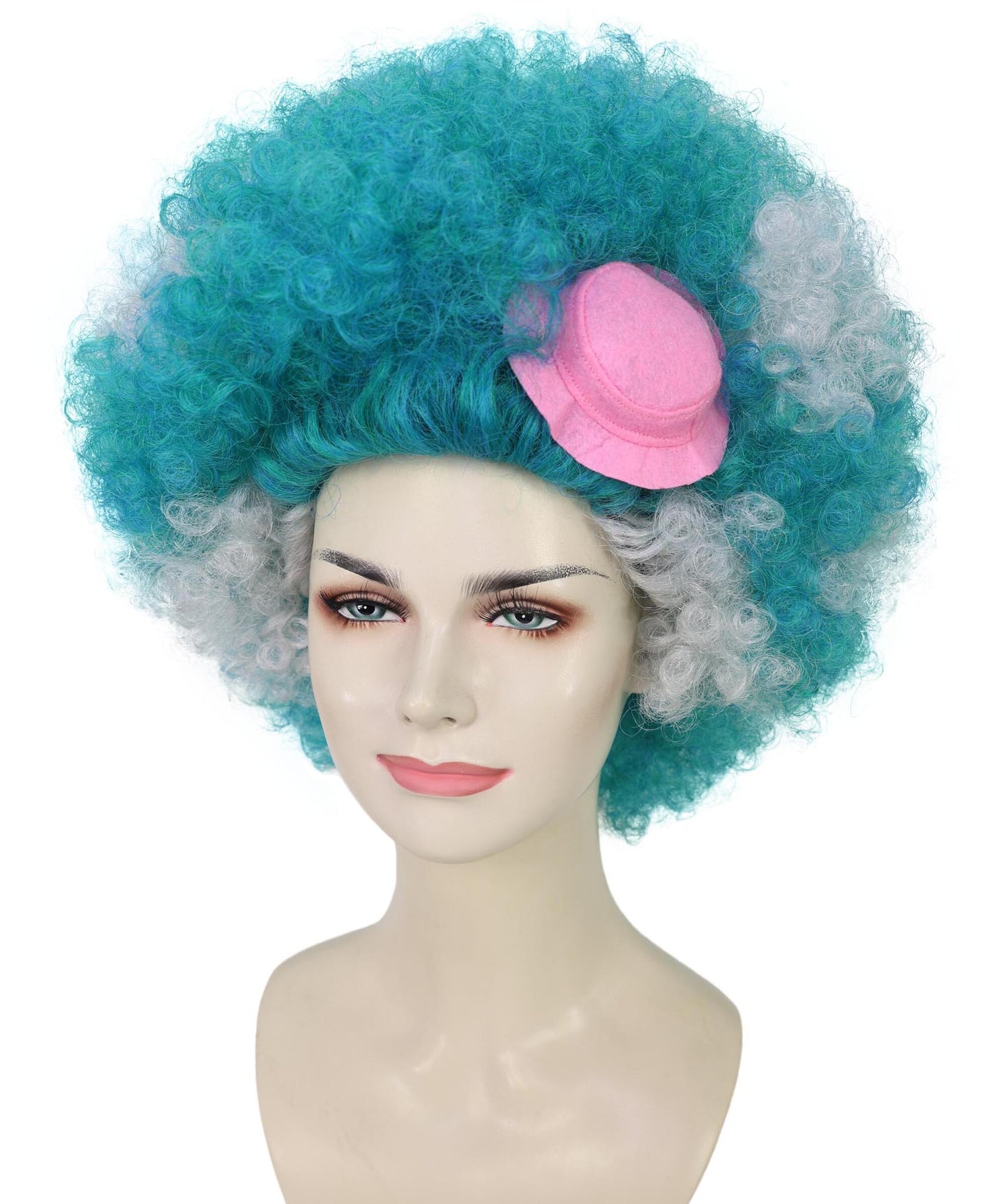 HPO Teens Vintage Gothic glamor Aqua-teal Big Multiple Curly Wig | Halloween and Cosplay Wig | Flame-retardant Synthetic Fiber
