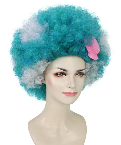 HPO Teens Vintage Gothic glamor Aqua-teal Big Multiple Curly Wig | Halloween and Cosplay Wig | Flame-retardant Synthetic Fiber