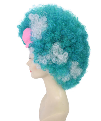 HPO Teens Vintage Gothic glamor Aqua-teal Big Multiple Curly Wig | Halloween and Cosplay Wig | Flame-retardant Synthetic Fiber