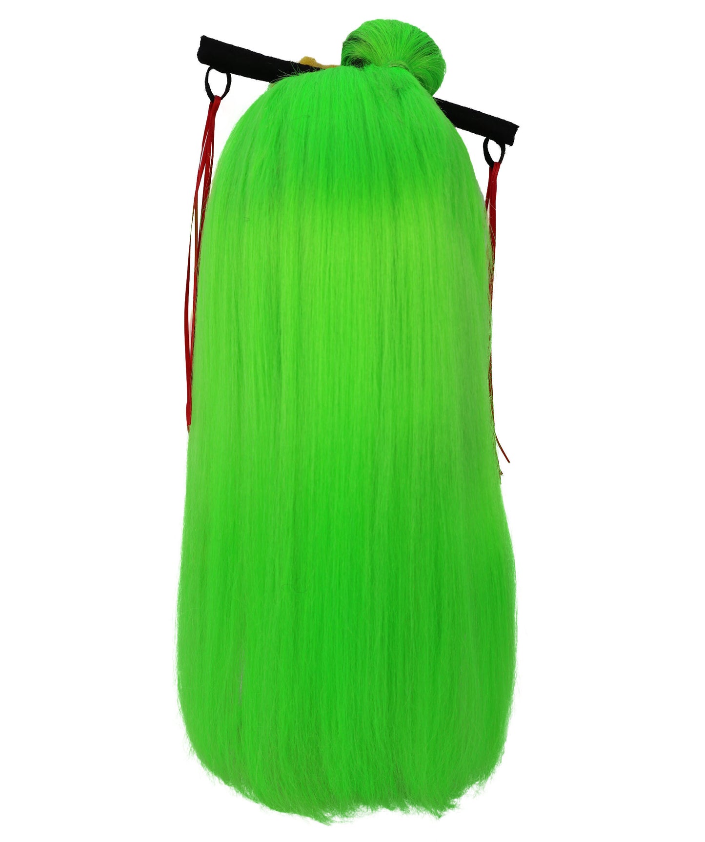 HPO Teen's Long Straight Wig in Fiery Green and Black| Halloween and Cosplay Wig | Flame-retardant Synthetic Fiber