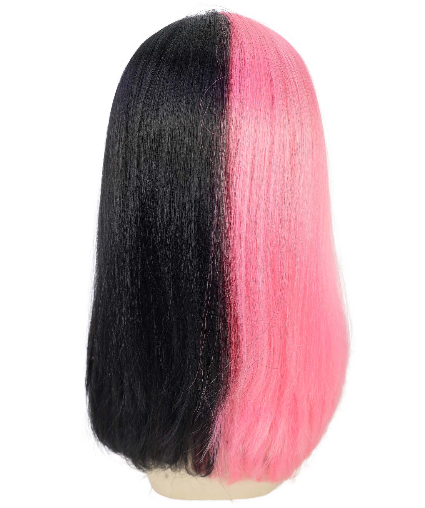 HPO Teen Vampire Schoolgirl Pink and Black Wavy Gothic Wig  | Halloween and Cosplay Wig | Flame-retardant Synthetic Fiber
