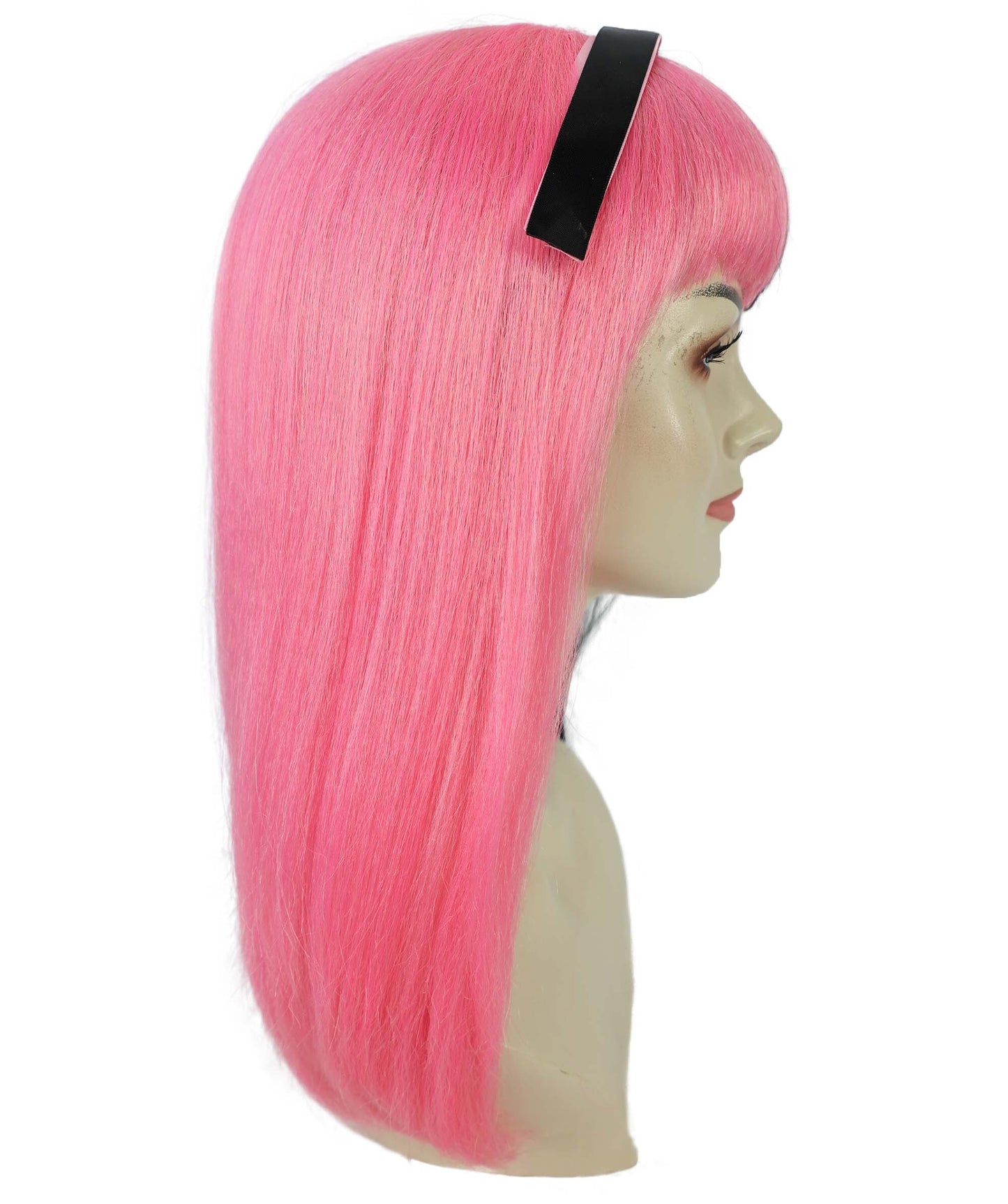 HPO Teen Vampire Schoolgirl Pink and Black Wavy Gothic Wig  | Halloween and Cosplay Wig | Flame-retardant Synthetic Fiber
