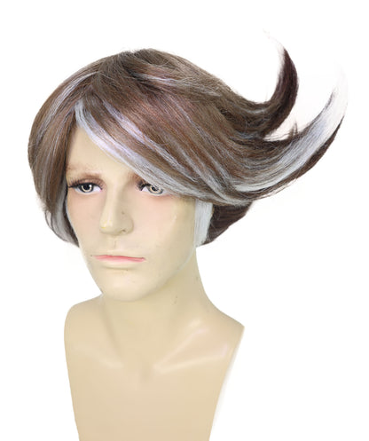 Men's Spiky Silver & Ash Brown Layered Wig | Heroic Fighter Inspired Video Game Character Hairstyle