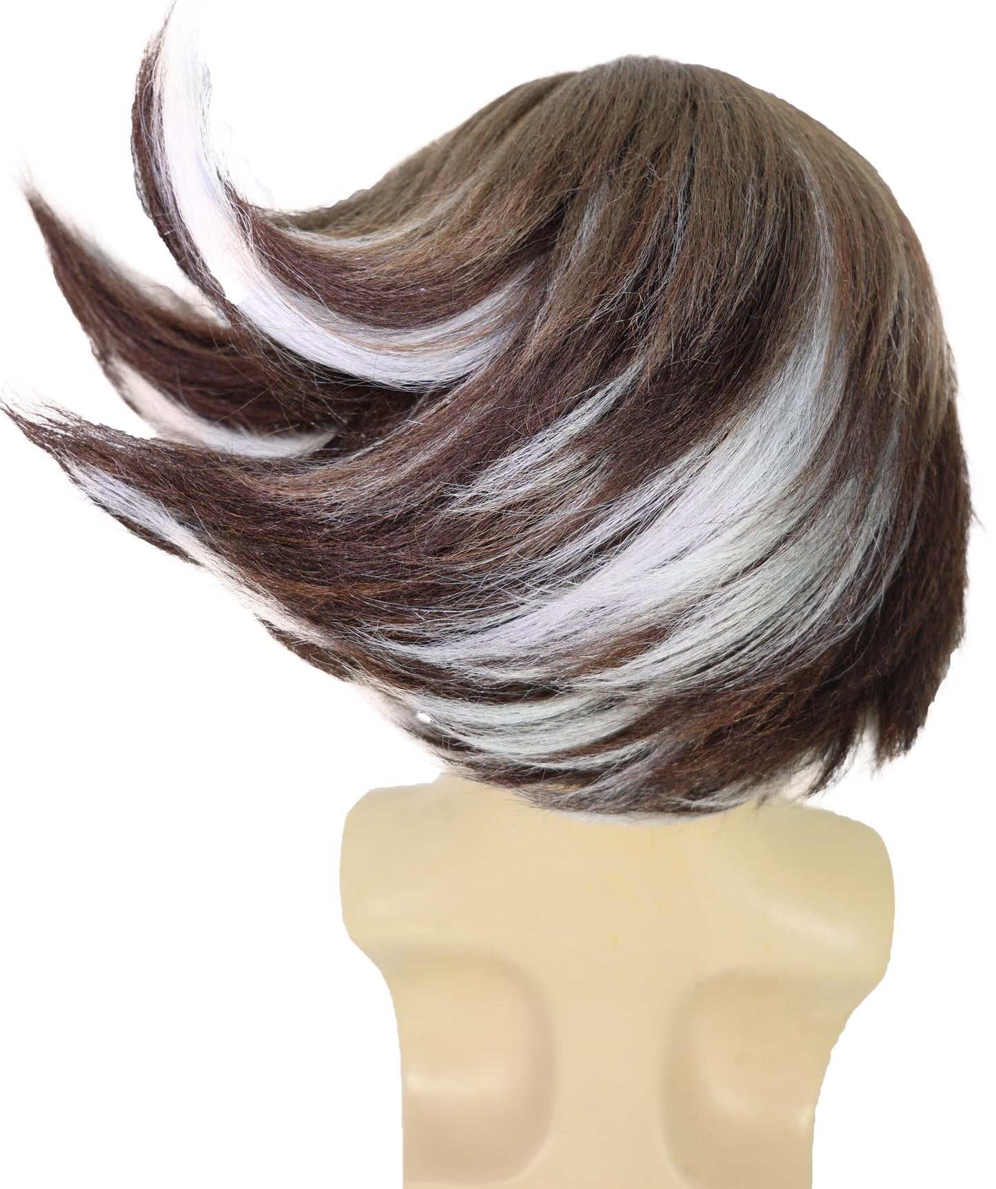 Men's Spiky Silver & Ash Brown Layered Wig | Heroic Fighter Inspired Video Game Character Hairstyle