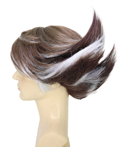 Men's Spiky Silver & Ash Brown Layered Wig | Heroic Fighter Inspired Video Game Character Hairstyle
