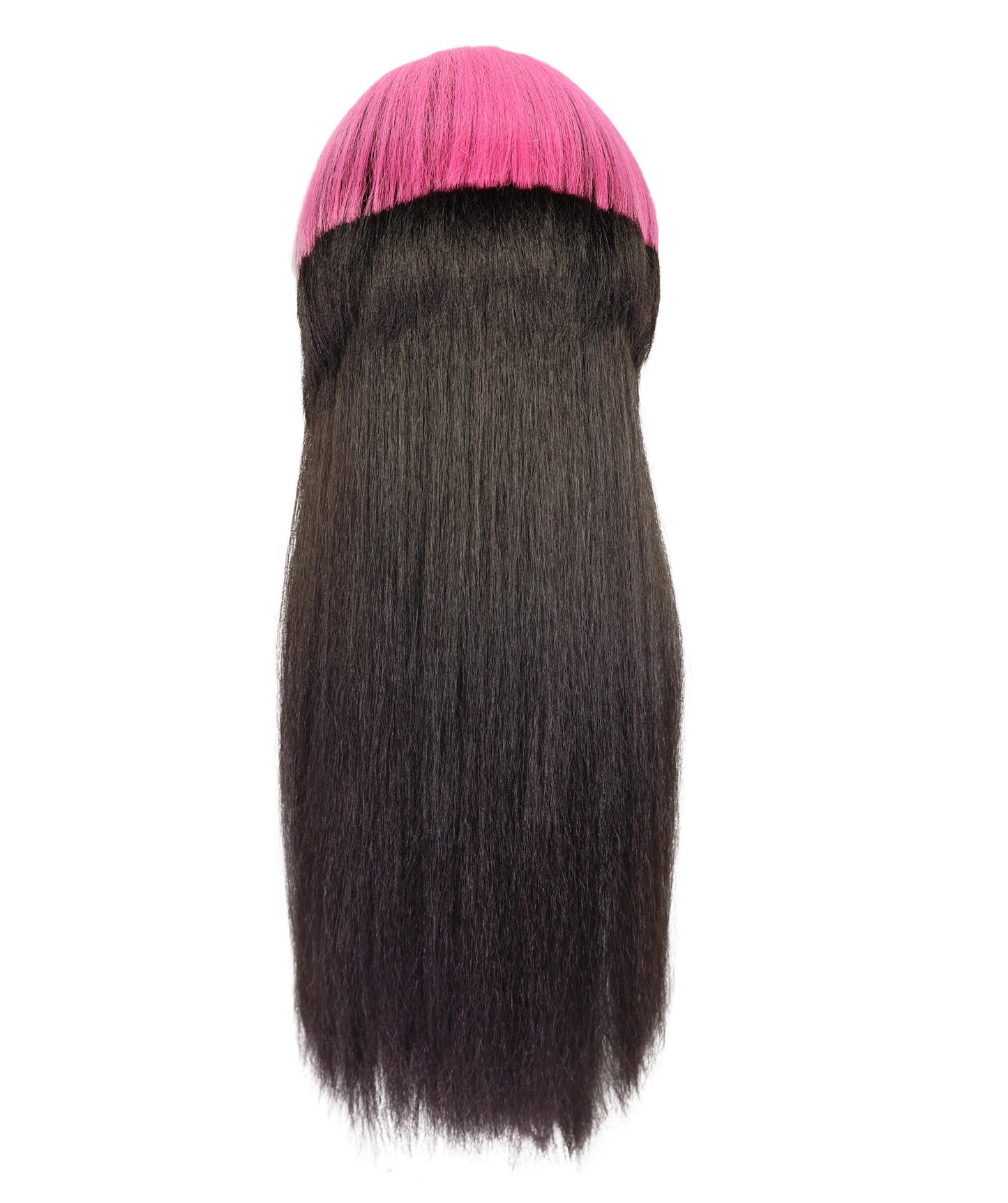 HPO Adult Women’s Dark Brown and Pink Extravagant Punky Wig with Bob | Two Tone Hairpiece | Ideal for Halloween | Breathable Capless Cap