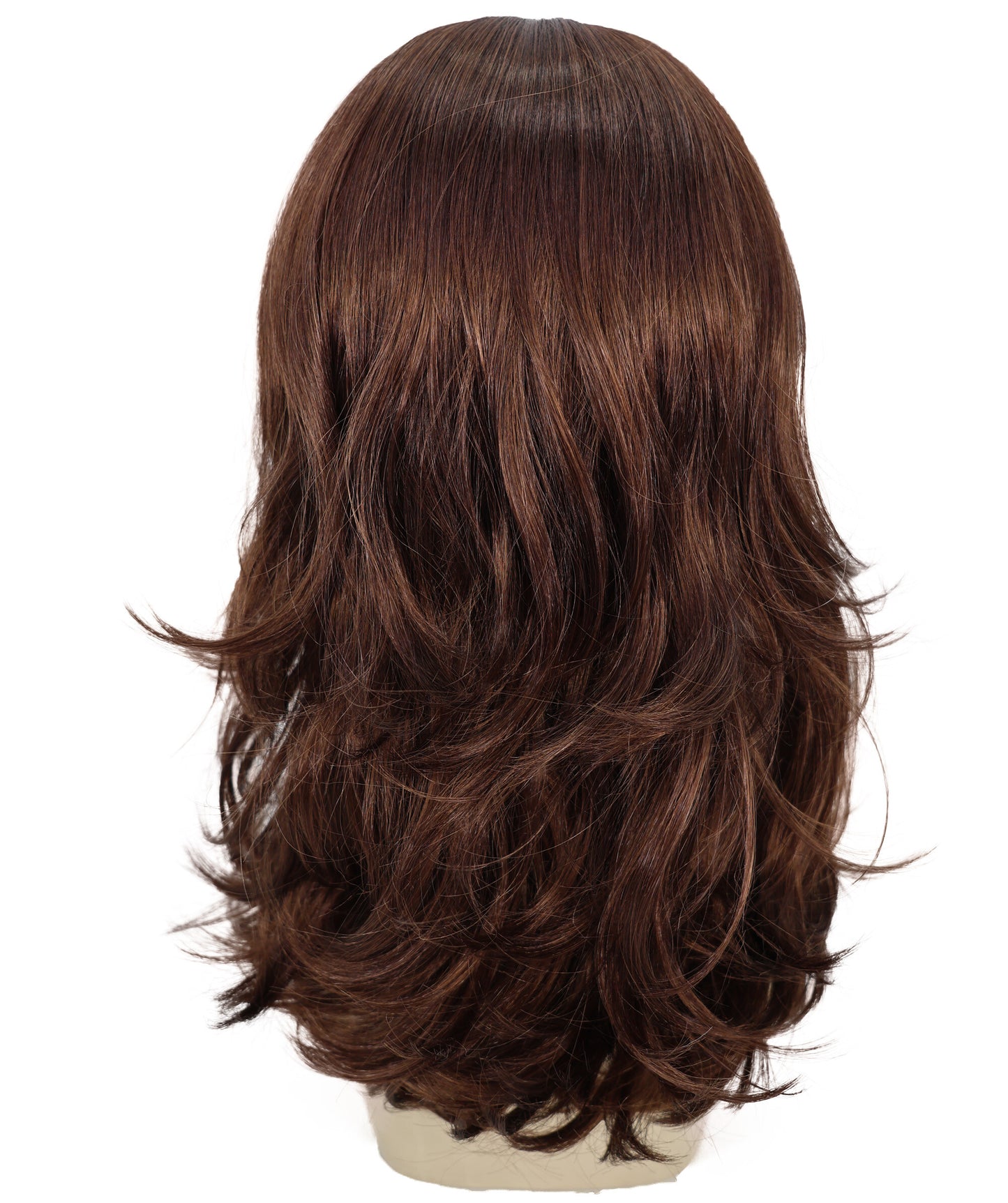 HPO Adult Women's  WIG Shag Wavy Dark Auburn Wigs for Perfect for 70s Disco, Halloween and Cosplay, Themed Events