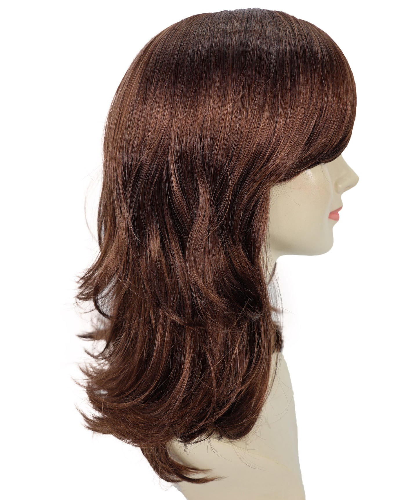 HPO Adult Women's  WIG Shag Wavy Dark Auburn Wigs for Perfect for 70s Disco, Halloween and Cosplay, Themed Events