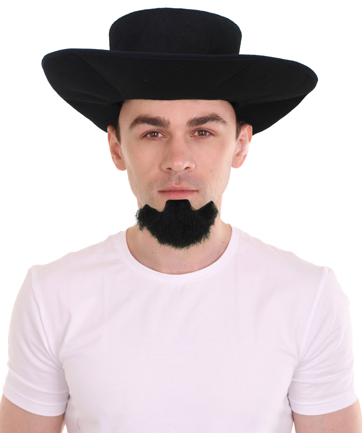 HPO Men's Amish Madness Beard and Cap for Halloween Retro Style Black Full and Realistic Beard