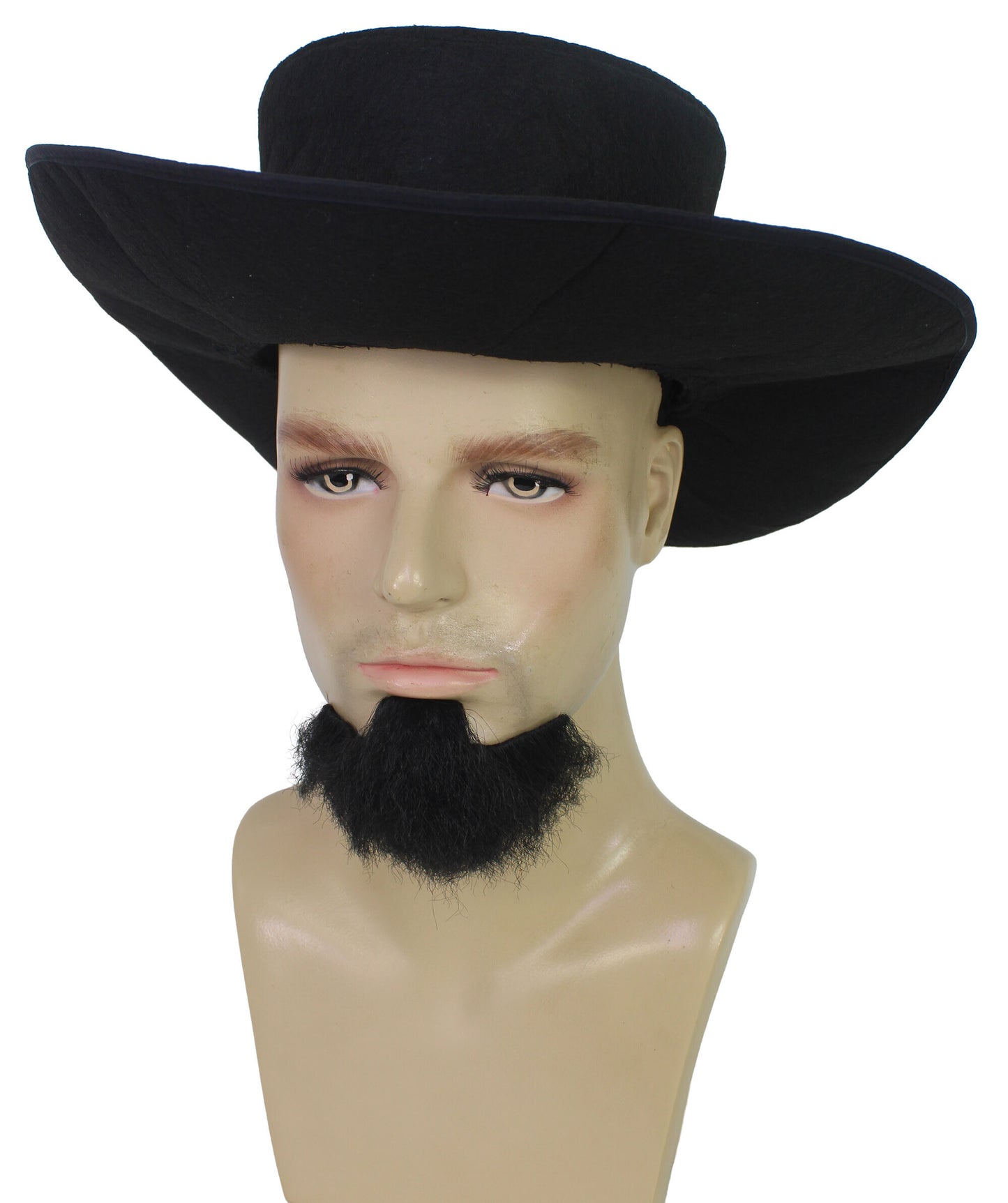 HPO Men's Amish Madness Beard and Cap for Halloween Retro Style Black Full and Realistic Beard