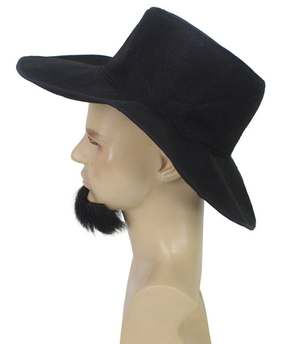 HPO Men's Amish Madness Beard and Cap for Halloween Retro Style Black Full and Realistic Beard