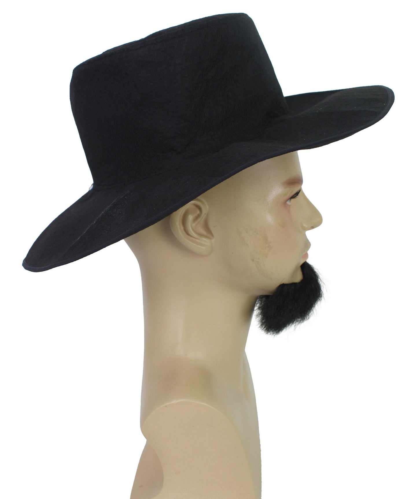 HPO Men's Amish Madness Beard and Cap for Halloween Retro Style Black Full and Realistic Beard