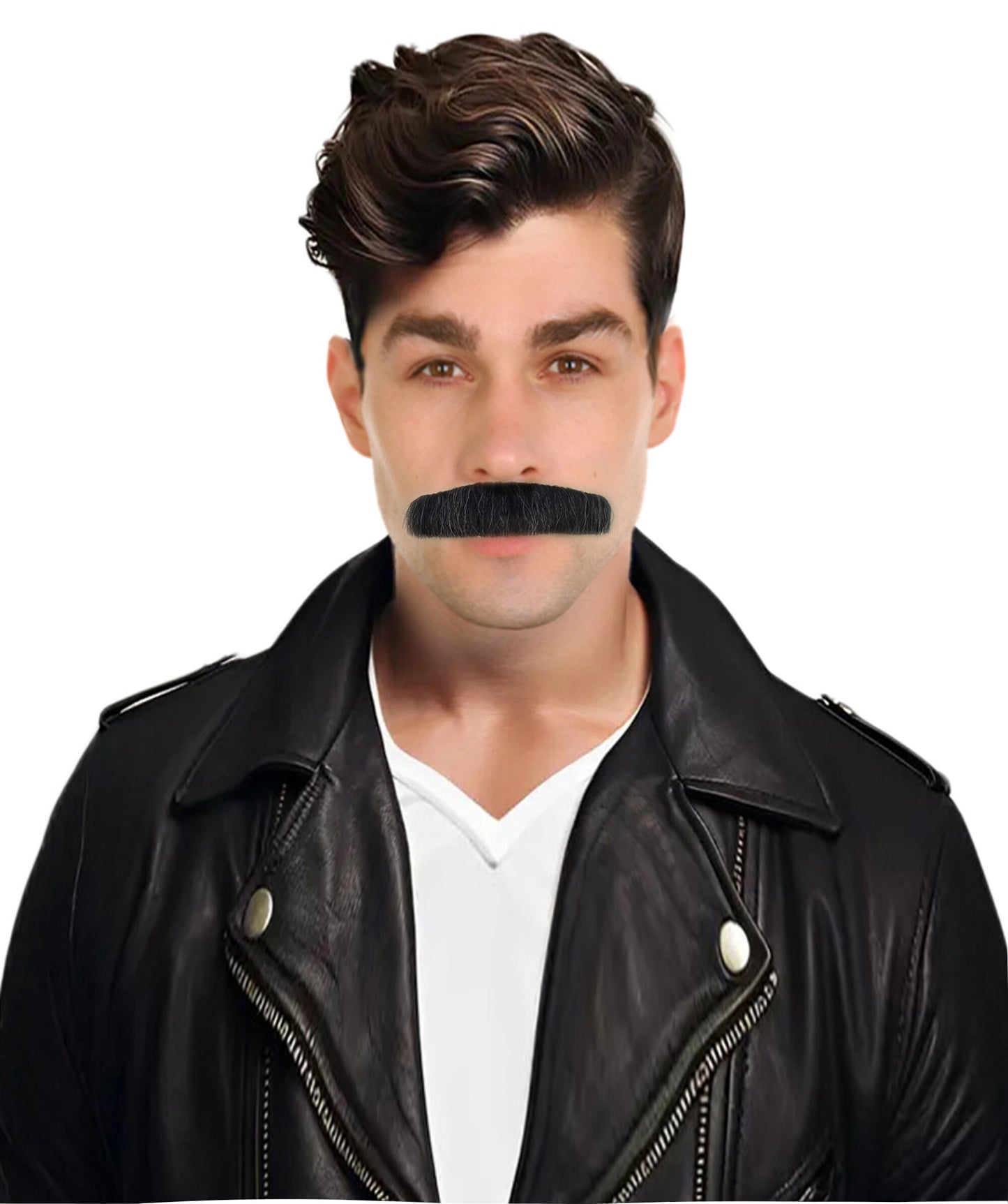 Adult Men's Classic Thick Mustache | Realistic Synthetic Facial Hairpiece with Self-Adhesive  | Halloween Parties & Stage