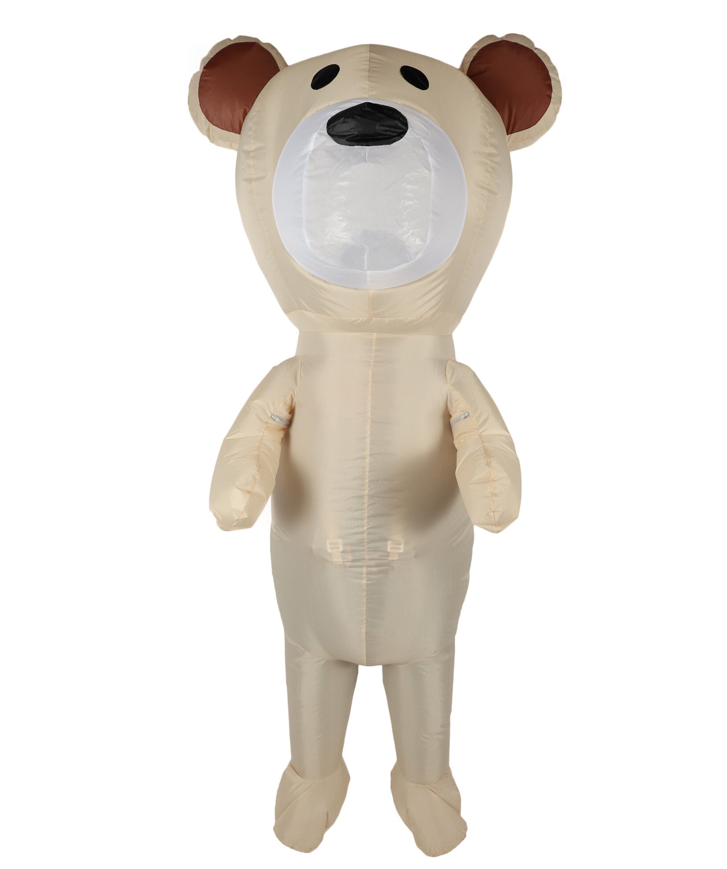 HPO Adult Teddy Bear Costume with Plush Multicolor Bodysuit, Attached Hood, and Cute Ears – Cozy and Fun Animal Outfit for Halloween, Parties & Events