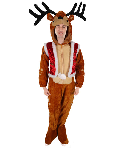 HPO Teen Inflatable Reindeer Rider Brown & Red Costume | Hilarious Christmas, Holiday and Party Outfit