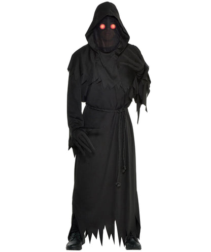 HPO Adult and Teen Glaring Reaper Costume | Dark Hooded Robe with Skeleton Print and Scythe Accessory | Halloween, Stage Performances, Theme Parties & Roleplay