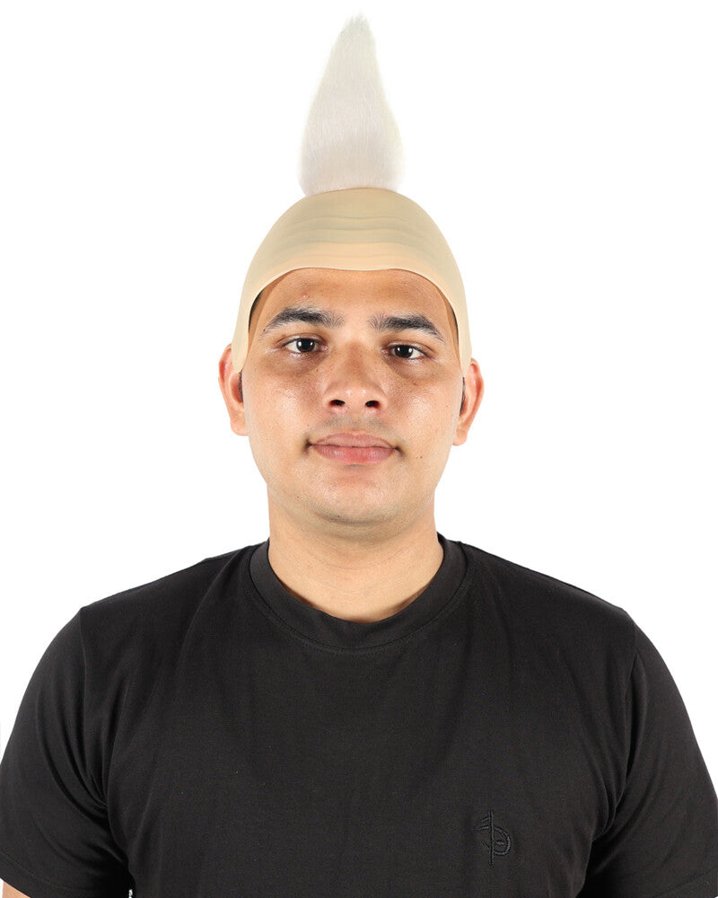 HPO Men's Scientist Bald Cap Straight White Wig | White Tuft Hair Goggles & Character Look | Fun Disguise for Cosplay, Halloween & Theme Parties