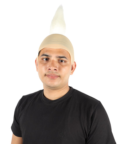 HPO Men's Scientist Bald Cap Straight White Wig | White Tuft Hair Goggles & Character Look | Fun Disguise for Cosplay, Halloween & Theme Parties