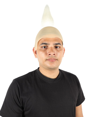 HPO Men's Scientist Bald Cap Straight White Wig | White Tuft Hair Goggles & Character Look | Fun Disguise for Cosplay, Halloween & Theme Parties