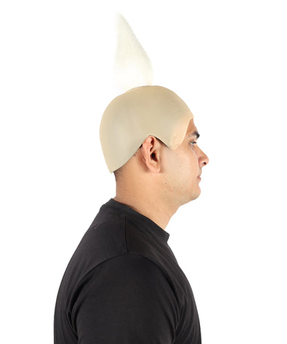 HPO Men's Scientist Bald Cap Straight White Wig | White Tuft Hair Goggles & Character Look | Fun Disguise for Cosplay, Halloween & Theme Parties