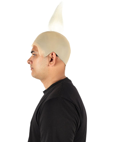 HPO Men's Scientist Bald Cap Straight White Wig | White Tuft Hair Goggles & Character Look | Fun Disguise for Cosplay, Halloween & Theme Parties