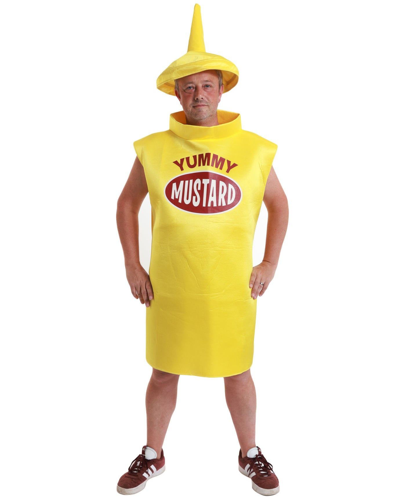 HPO Mustard Bottle Costume | Dress & Cap Set | Funny Food-Inspired Outfit for Halloween, Parties, Stage & Cosplay