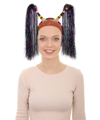Light-Up Pom Pom Headband | Funny Tinsel Ponytail Head Bopper | Party, Birthday, Festival & Accessory for Women