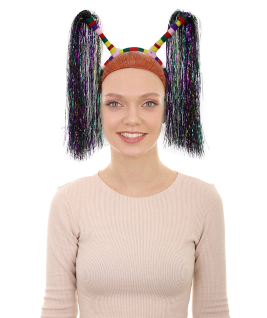 Light-Up Pom Pom Headband | Funny Tinsel Ponytail Head Bopper | Party, Birthday, Festival & Accessory for Women