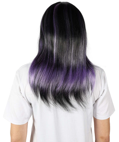 HPO Women's Mysterious Multicolor Straight Wig | Halloween and Cosplay Wig | Flame-retardant Synthetic Fiber