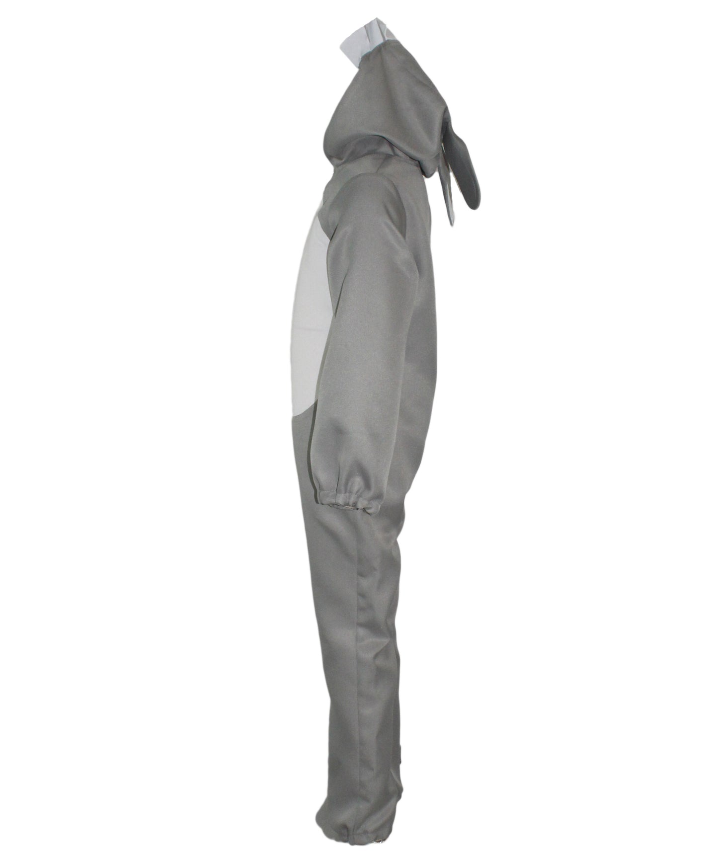 HPO Teen Gray Animal-Inspired Costume | Cozy Hooded Jumpsuit with Ears & Tail | Soft Material for Halloween, Cosplay & School Plays