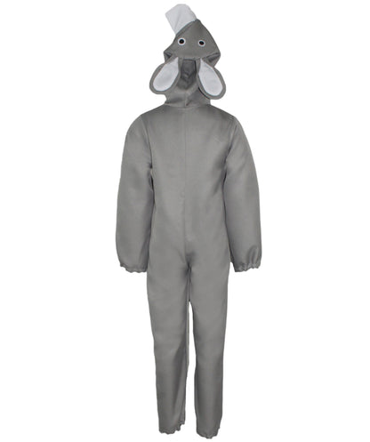 HPO Teen Gray Animal-Inspired Costume | Cozy Hooded Jumpsuit with Ears & Tail | Soft Material for Halloween, Cosplay & School Plays