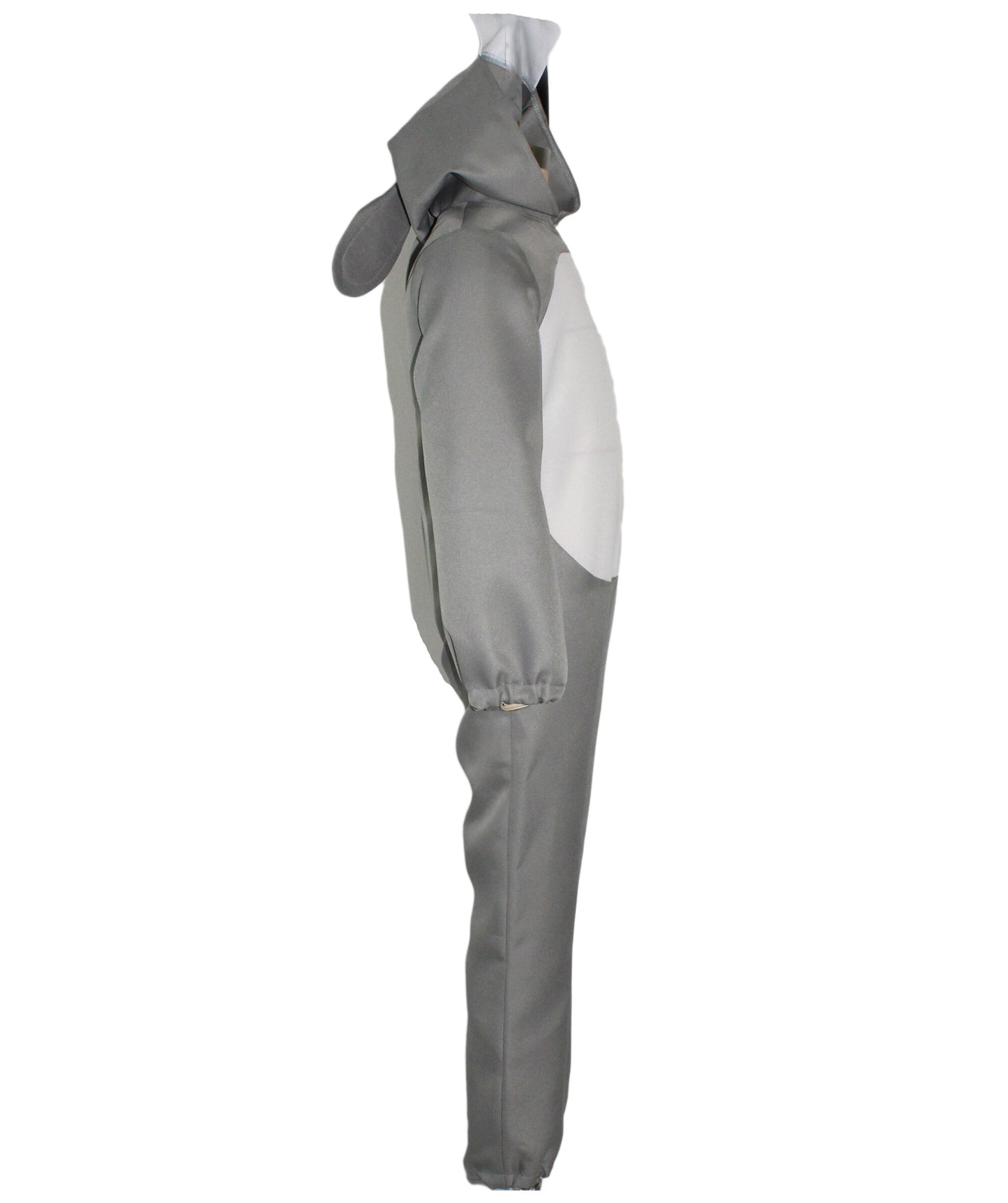 HPO Teen Gray Animal-Inspired Costume | Cozy Hooded Jumpsuit with Ears & Tail | Soft Material for Halloween, Cosplay & School Plays