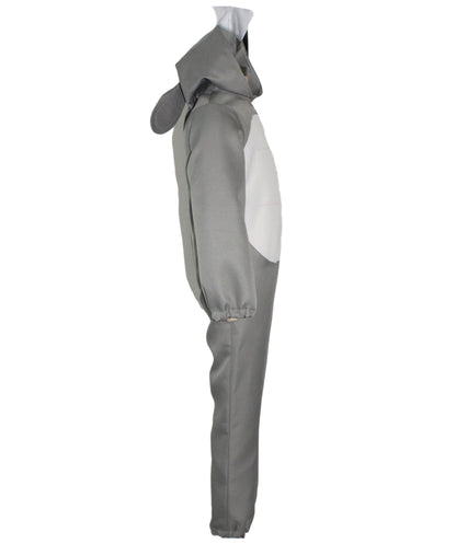 HPO Teen Gray Animal-Inspired Costume | Cozy Hooded Jumpsuit with Ears & Tail | Soft Material for Halloween, Cosplay & School Plays