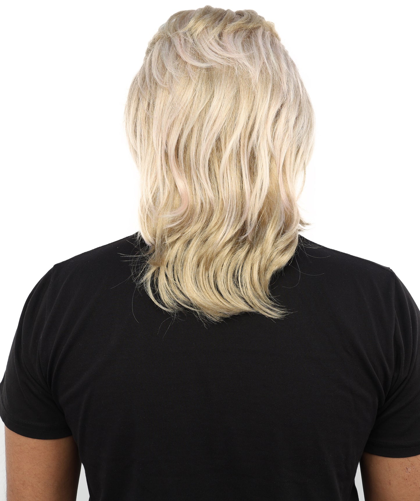HPO Men’s Blonde 80s Mullet Wig - Rocker Retro Hairpiece with Layered Style and Flowy Back | Perfect for Cosplay, Halloween, 80s Parties & Roleplay