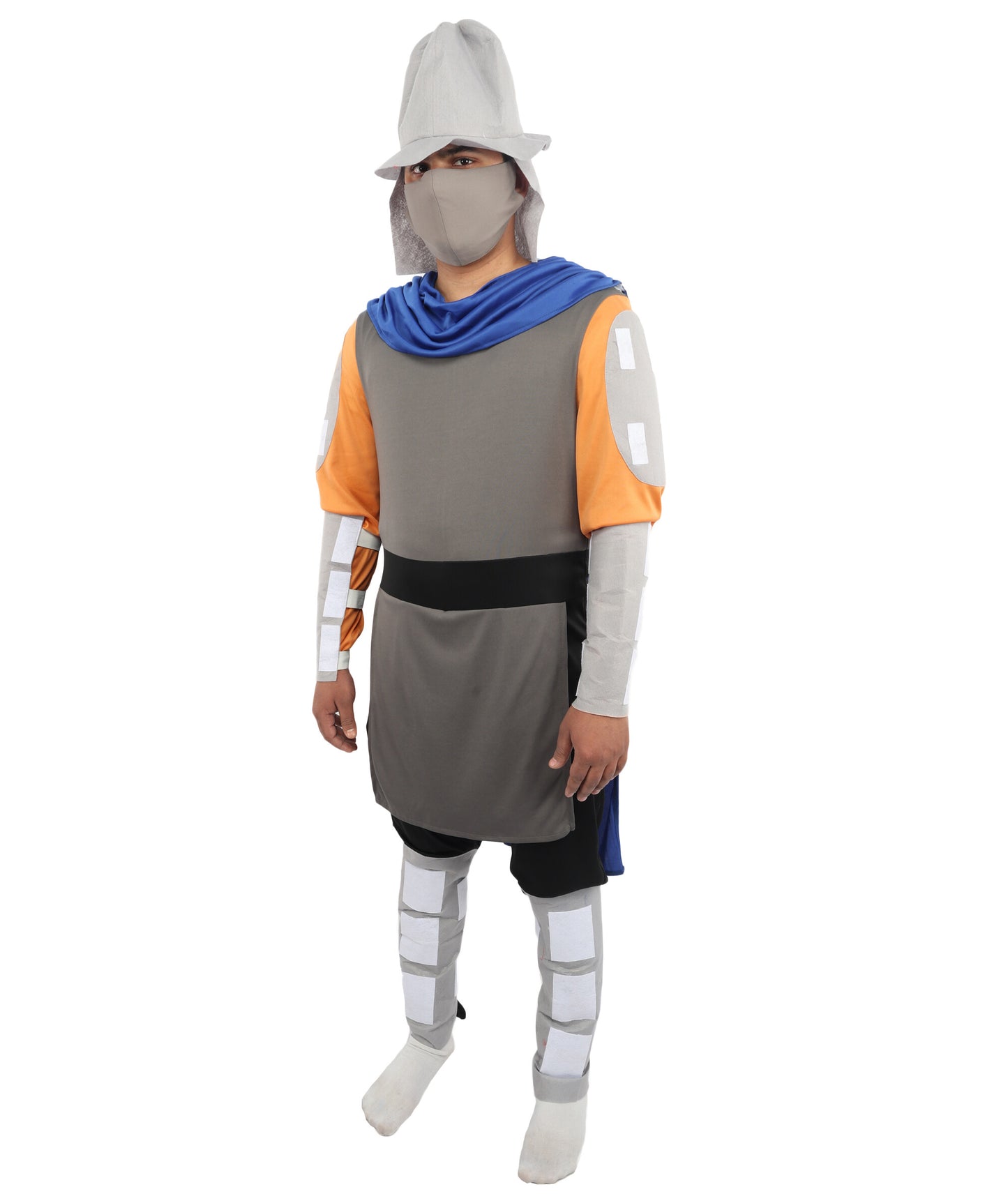 HPO Men's Ninja Warlord Armor Costume | Multi-Tone Jersey and NW Fabric with Helmet Cap and Cape | Ideal for Halloween, Theater, Drag, and Martial Arts Events