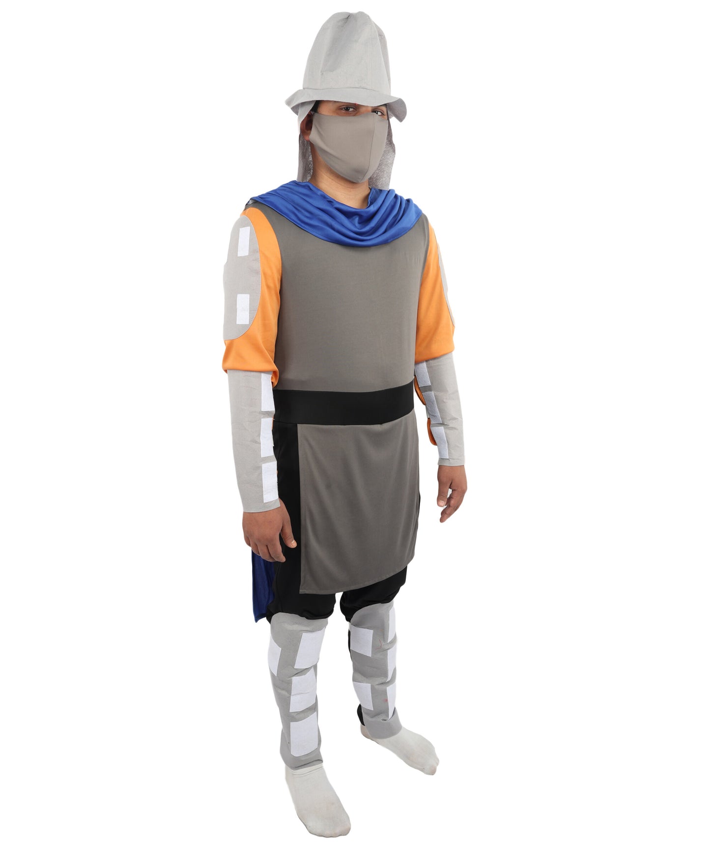 HPO Men's Ninja Warlord Armor Costume | Multi-Tone Jersey and NW Fabric with Helmet Cap and Cape | Ideal for Halloween, Theater, Drag, and Martial Arts Events