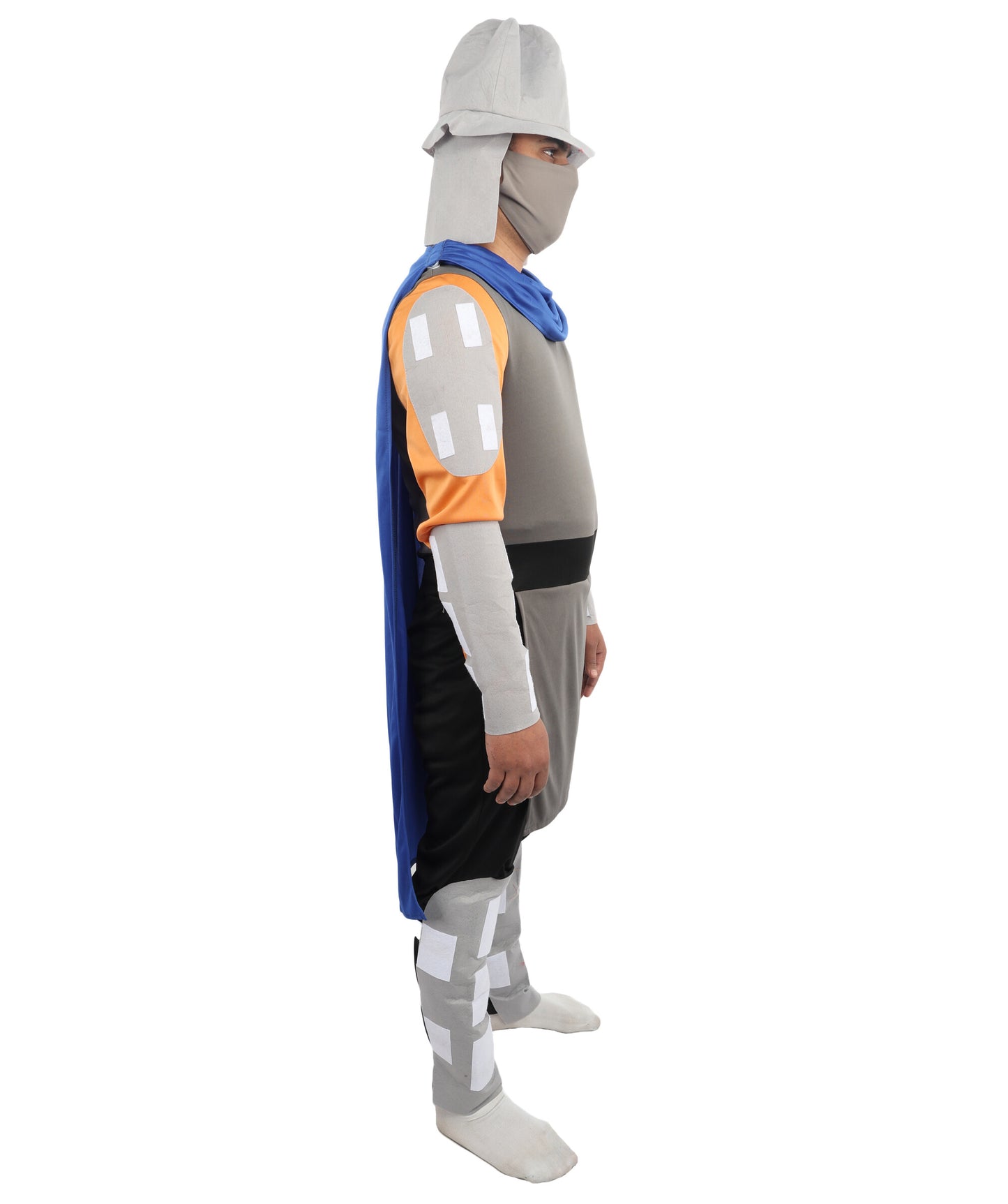 HPO Men's Ninja Warlord Armor Costume | Multi-Tone Jersey and NW Fabric with Helmet Cap and Cape | Ideal for Halloween, Theater, Drag, and Martial Arts Events