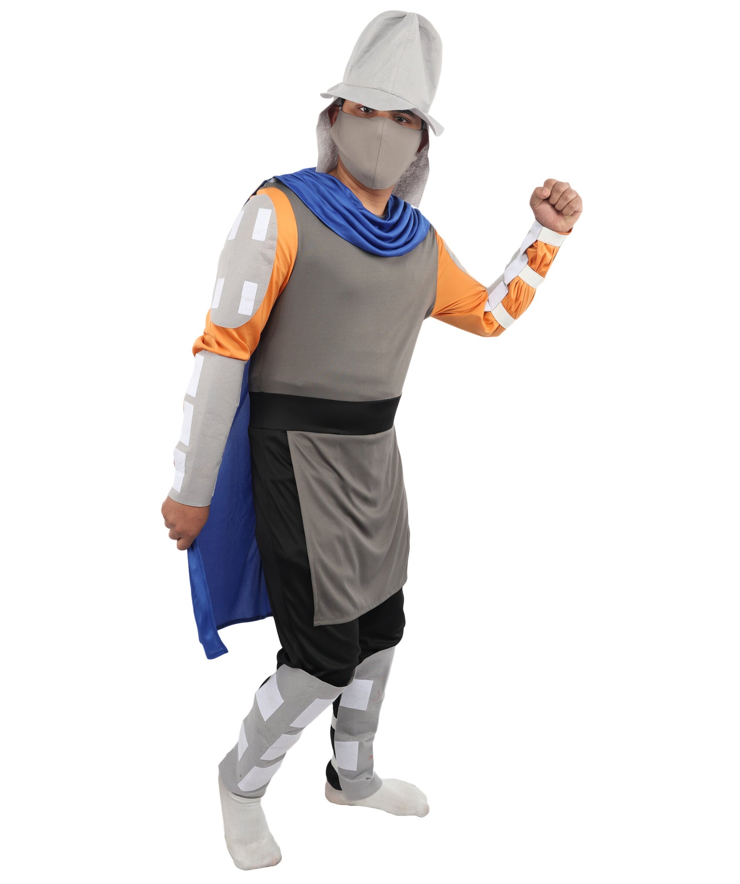 HPO Men's Ninja Warlord Armor Costume | Multi-Tone Jersey and NW Fabric with Helmet Cap and Cape | Ideal for Halloween, Theater, Drag, and Martial Arts Events